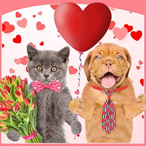 Chunful 150 Pcs Valentine's Dog Bow Ties Collars Bulk Adjustable Cat Dog Collars Bowtie Neckties Basic Puppy Costume for Small Medium Pet Grooming Accessories(Heart) - Image 4