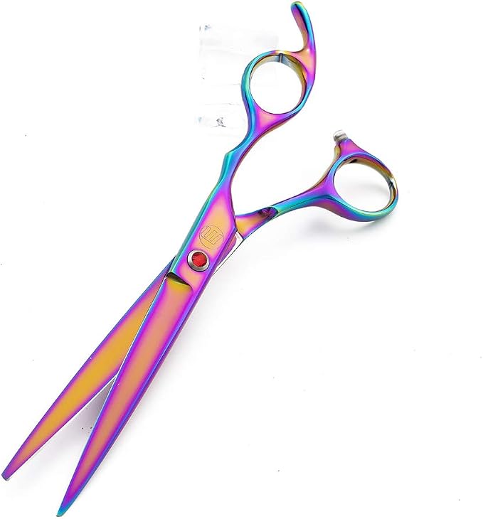 Moontay Professional 7" Dog Grooming Scissors Set 4PCS, Multicolour | Straight, Upward Curved, Downward Curved, Thinning/Blending Shears for Dog, Cat and Pets, JP Stainless Steel