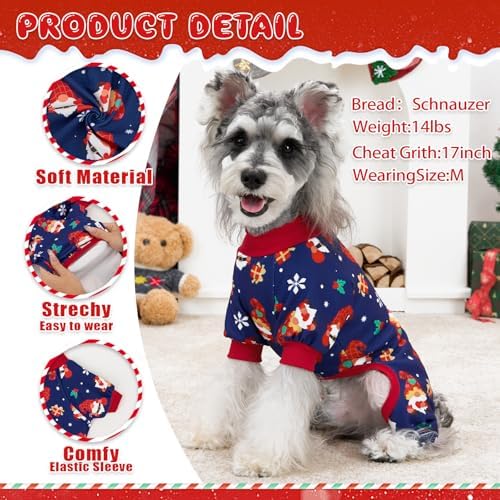 XPUDAC 4 Pack Dog Christmas Pajamas Clothes Pjs for Small Dogs Winter, S - Image 4
