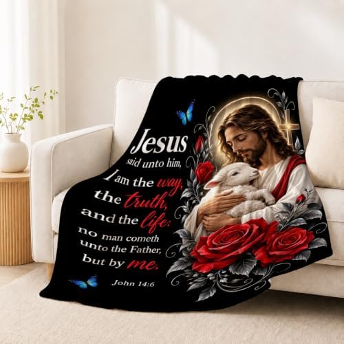 Christian Jesus Throw Blanket John Bible Verse Faith Gifts 60''X80'' - Image 3