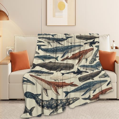 Whale Throw Blanket Vintage Ocean Marine Wildlife Gifts 50''x60'' - Image 5