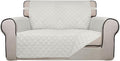 PureFit Reversible Quilted Couch Covers for Dogs Loveseat Sofa Cover 46.5” | Ivory/Ivory, Water Resistant Couch Protector, Washable Pet Couch Cover with Non Slip and Elastic Straps For Kids
