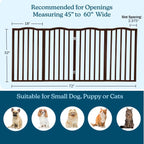 Indoor Pet Gate 4-Panel Foldable Dog Gate for Stairs Hallways or Doorways, Freestanding Wood & Metal Fence, Pet Barrier for Dogs, Cats, Puppies, Small-Medium Pets, 72 in Wide by PETMAKER (Brown)