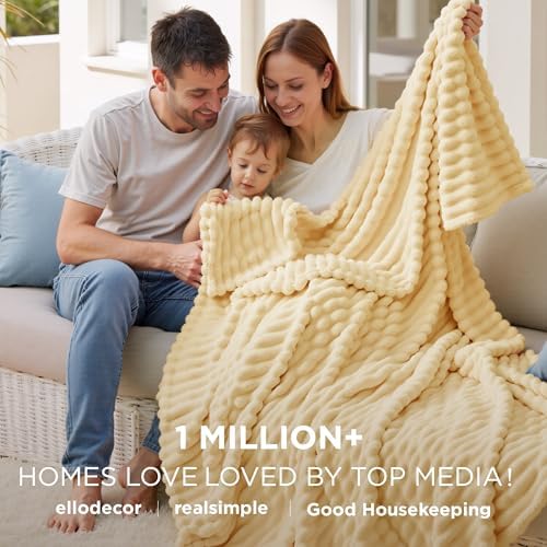 Bedsure Soft Queen Size Blanket for Bed Custard Yellow 90"x90" - Image 2