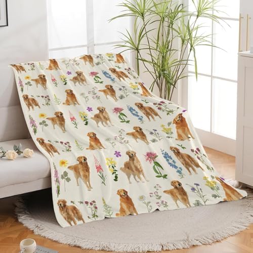 Golden Retriever Throw Blanket Golden Retriever Puppy Stuff Gifts for Dog Lover Kids Girls Boys Adults Women Men Soft Cozy Warm Plush Fluffy Fuzzy Fleece Blanket Decor 60''X80'' by Fuzawet