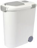 Ashfield & Harkness Airtight Pet Food Storage Container, Holds 30 Lbs | BPA-free HDPE, silicone airtight seal, scoop included, slim white/grey design, 17.5"x9.5"x20", for dog, cat & bird food