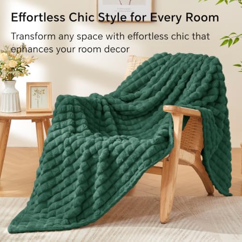 BEDELITE Emerald Green Fleece Twin Throw Blanket for Bed, 60x80 Inch - Image 5