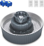 Wonder Creature Ceramic Cat Water Fountain, Stable Cupcake Design, 71oz | 2.1L Pet Fountain with Anti-Tip Ceramic Design, 2 Quiet Pumps, 360° Water Flow, 3 Filters for Cats and Dogs
