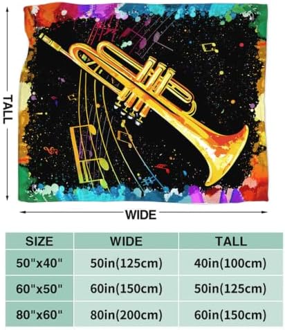 Trumpet Blanket Trumpet Throw Stuff Gifts for Music Lovers 80"x60" - Image 2