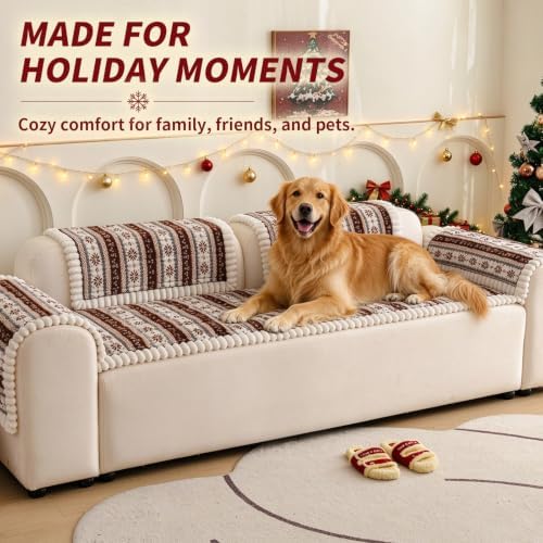 Christmas Couch Cover, Christmas Plush Sofa Cover for Dog Pet 1PC - Image 5