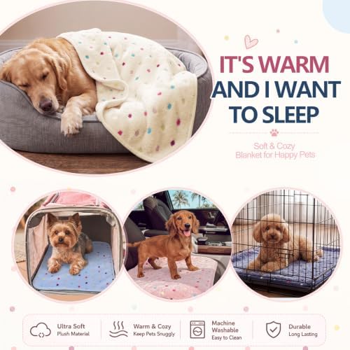 Tatuo 4 Pcs Fleece Dog Blanket for Puppy Cat, Multicolor, 24 x 16 in, Dot - Image 5