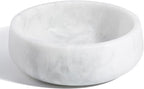 White Marble Dog Bowls, Non-Slip Dog Food Water Bowl Small, Heavy Duty Pet Bowl for Cats and Medium Dogs, Weighted African Natural Marble, Holds 4 Cups(5lbs)
