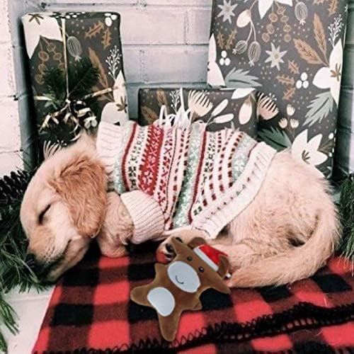 Christmas Dog Toy Reindeer Dog Toy Squeaky Plush Holiday Toy for Small Medium Dogs - Image 2
