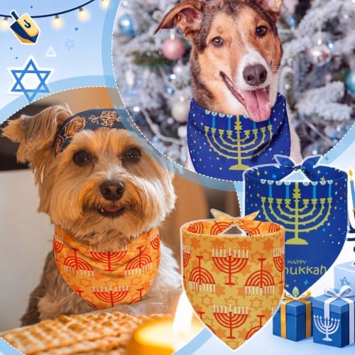100 Pcs Hanukkah Themed Dog Bandanas Bulk, Pet Costume Accessories - Image 6