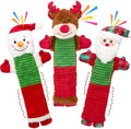 Christmas Squeaky Dog Toys with Crinkle Paper,No Stuffing Dog Toy for Large Dogs,Christmas Puppy Teething Toys to Keep Them Busy, Plush Interactive Long Lasting Chews for Aggressive Chewers by OUSIYA