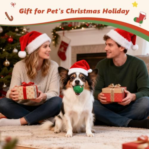 Christmas Dog Balls, 4 Pack Latex Squeaky Dog Ball Toys, 2“ Colorful Xmas Interactive Toys for Puppy & Small Dogs, Soft Dog Chew Toys for Christmas Holiday Dog Gift - Image 7