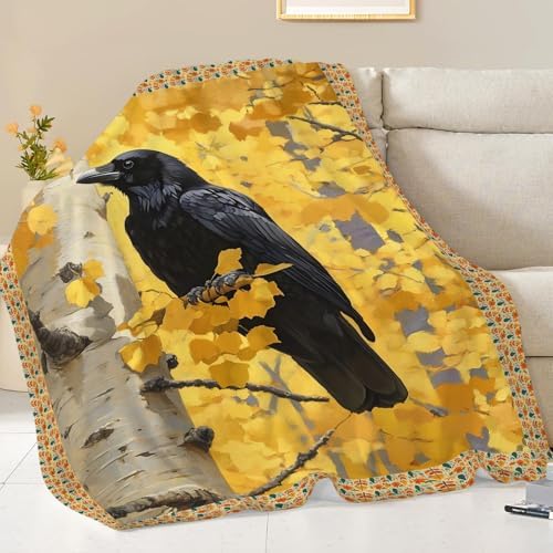 Crow Blanket for Girls Women Boys Men Adults Kids Soft Cozy Fleece Raven Throw Blankets Gifts Warm Flannel Plush Lightweight Decor for Couch Bed Sofa 50"X40" - Image 5