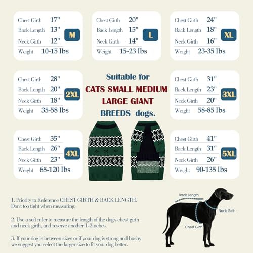 ROZKITCH Dog Argyle Sweater for XXL Large Dog with Front Legs, Thick Knit Winter Fair Isle Pet Sweaters for Outdoor Hiking Camping, Indoor Pajamas for Holiday Pitbull Golden Retriever Green 2XL - Image 5