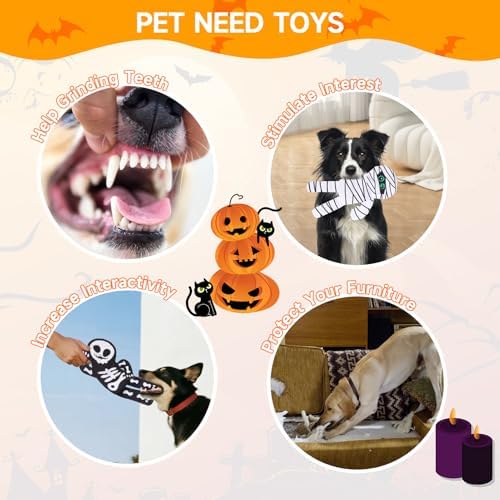 PAWCHIE Halloween Squeaky Dog Toys 2 Pcs for Small Medium Dogs,No Stuffing Crinkle Puppy Toy,Soft Pet Plush Teething Toys Mess-Free Interactive Chew Toy for Boredom Ideal, Skeleton & Mummy - Image 4
