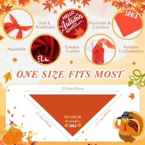 200 Pcs Fall Thanksgiving Dog Bandanas Bulk, Autumn Grooming Costume - Image 3