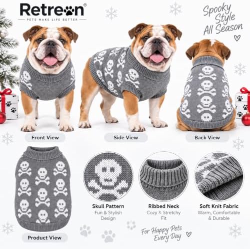 Dog Sweater for Medium Dogs Girl Boy Winter, Dog Clothes, Grey, XL - Image 4