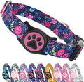 Airtag Dog Collar,with Waterproof airtag Holder，Original Stylish Cute Pattern Design.QR Code ID Buckle，Comfortable Soft Cotton for Small Medium Large Dogs