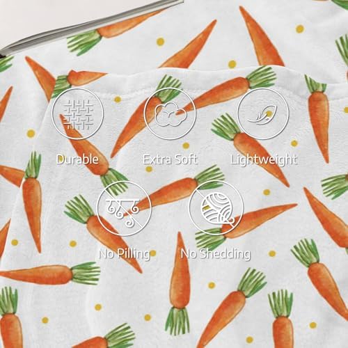 Easter Cartoon Carrots Flannel Blanket, Soft Cozy Anti Pilling Throw Blanket, Winter Lightweight Blanket for Home Party Bed Sofa Couch, 60" x 80" - Image 3