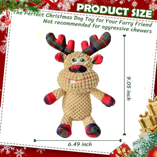 Christmas Elk Dog Toys, Puppy Squeaky Toys with Crinkle Paper, Interactive Plush Chew Toys, Cute Reindeer Funny Toys, for Small, Middle, Large Dogs - Image 3
