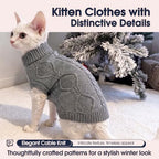IECOii Cat Sweater for Cats, Warm Knit Kitten Clothes for Fall Winter, XS-L - Image 6