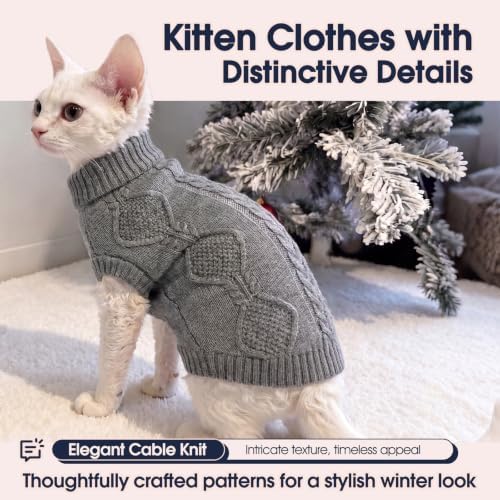 IECOii Cat Sweater for Cats, Warm Knit Kitten Clothes for Fall Winter, XS-L - Image 6