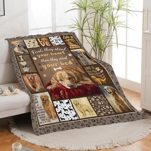 Golden Retriever Blanket for Girls Women Boys Men Adults Kids Soft Cozy Fleece Goldie Dog Pet Throw Blankets Gifts Warm Flannel Plush Lightweight Decor for Couch Bed Sofa 50"X40" - Image 3