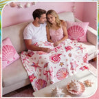 Breling Pink Ocean Beach Throw Blanket Seashells Starfish 50x60 Inch - Image 5