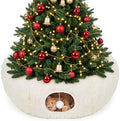 Supet Christmas Cat Tunnel Bed, Plush Tree Skirt with Cushion & Hanging Toy by Supet