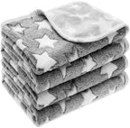 Tatuo 4 Pcs Fleece Dog Blanket for Puppy Cat, Grey, 24 x 16 in, Star by Tatuo