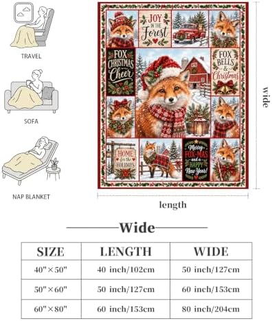 Christmas Fox Throw Blanket Woodland Animal Holiday Gifts 40''x50'' - Image 6