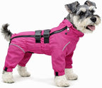 Lovelonglong Waterproof Dog Raincoat – 4-Leg Full Body Dog Rain Suit with Reflective Strips & Leash Opening, Outdoor Dog Jacket for Rainy Weather
