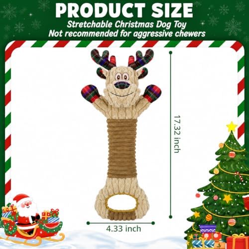 Christmas Squeaky Elk Dog Toys- Plush Tug of War Dog Toy for Large Breed- Interactive Dog Toys with Crinkle to Keep Them Busy- Training and Reduce Boredom - Image 3
