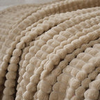 Puncuntex Fleece Throw Blanket Khaki 60"×80" with Square Grid Design - Image 7