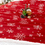 Touchat Christmas Throw Blanket, Red Sherpa Christmas Blankets, Fuzzy Fluffy Soft Cozy Blanket, Fleece Flannel Plush Microfiber Blanket for Couch Bed Sofa 60" X 80",Snowflake - Image 3