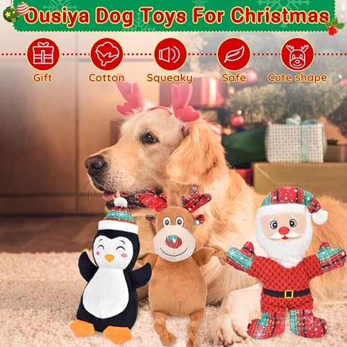3 Pack Christmas Dog Toys,Christmas Squeaky Interactive Dog Toys with Crinkle Dog Gifts for Puppy, Small, Medium, Large Dogs - Image 5