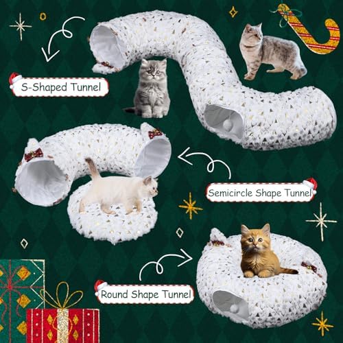AceOrbit Christmas Cat Tunnel Bed Under Christmas Tree - Image 3