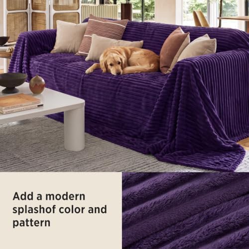 Bedsure Extra Soft Large Fleece Blanket for Bed Purple 120"x120" - Image 4