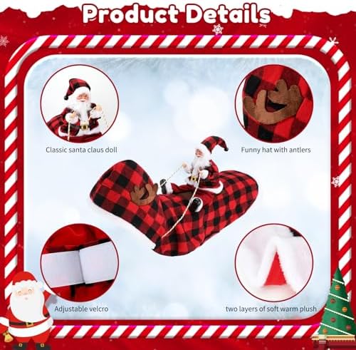 BWOGUE Santa Dog Costume, Dog Christmas Outfit, Santa Rider Costume, Size M - Image 3