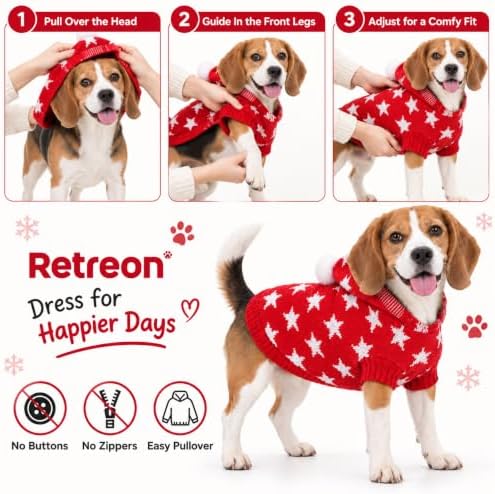Dog Sweater for Small Dogs Girl Boy Winter, Dog Clothes, Red, S - Image 5