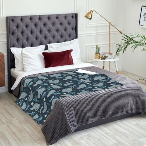 Manatee Throw Blanket - Soft Flannel Fleece Blanket, Lightweight & Cozy Warm Throw for Couch, Bed, Sofa - Cute Sea Cow Design for Adults & Women Men 80"x60" - Image 7