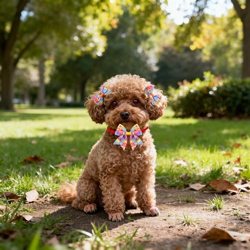 120PCS Dog Bows Pack Include 60PCS Dogs Collar Flowers and Bowties Attachments 20PCS Bowties with Adjustable Collar 40PCS Hair Bows for Small Medium Cats Pets Paw Bone Grooming Accessories - Image 6