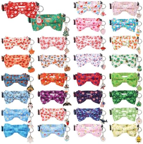 30Pcs Holiday Cat Collars Breakaway Halloween Cat Collars with Bowtie by Guiqulai