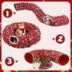 Cat Tunnel Christmas Tree Skirt Cat Donut Tunnel Bed, Gift Box - Image 2