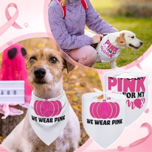 100 Pcs Dog Bandanas Bulk, Pink Breast Cancer Themed Dog Bibs - Image 2
