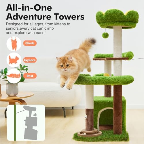 Woochpet Cat Tree Tower, Green - Image 4